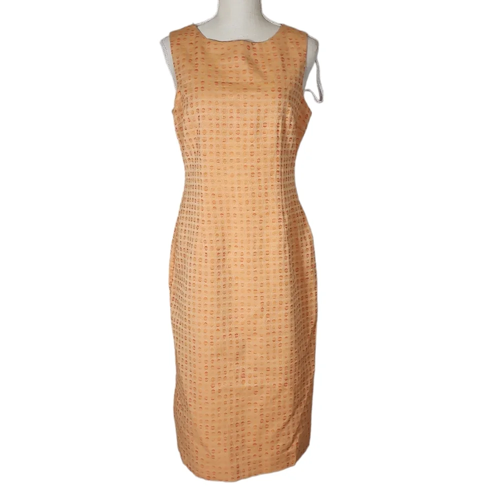 Vintage Cotton Orange Square Print Dress And Jacket Set